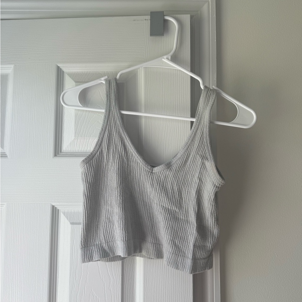 Free People Gray Ribbed Women's Top